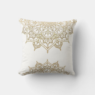 Gold Mandala White Chic Glamour Modern Glam Cushion