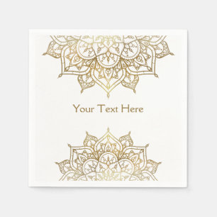 Gold Mandala White Chic Modern Glam Party Napkin