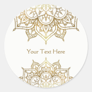 Gold Mandala White Classy Modern Wedding Favour Classic Round Sticker
