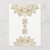 Gold Mandala & White Elegant Chic Save the Date