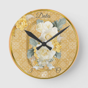 Gold Mandalas of various Geometric Circle designs Round Clock