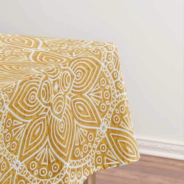 Gold Mandalas of various Geometric Circle designs Tablecloth (In Situ)