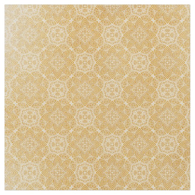 Gold Mandalas of Various Geometric Circle repeats Fabric (Close Up)