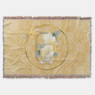 Gold Mandalas of various Geometric Circle repeats Throw Blanket