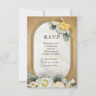 Gold Mandalas of various geometric circles RSVP Card