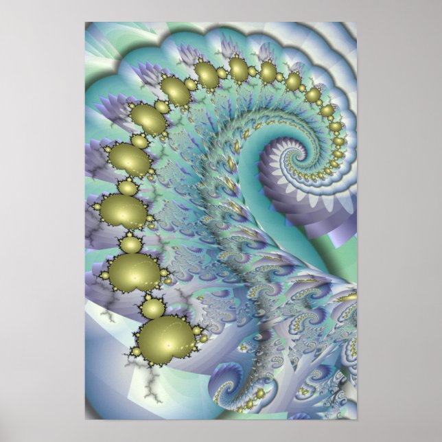 Gold Mandelbrot Spiral Poster (Front)