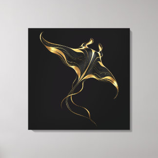 Gold Manta Ray Minimalist Wrapped Canvas