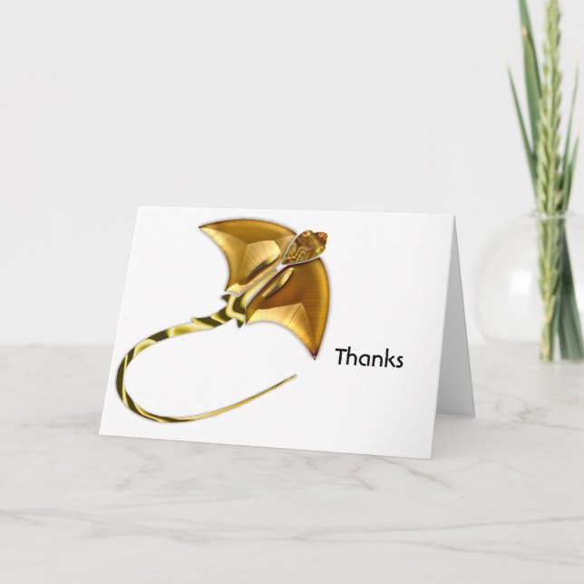 Gold Manta Sting Ray Thank You Card (Front)