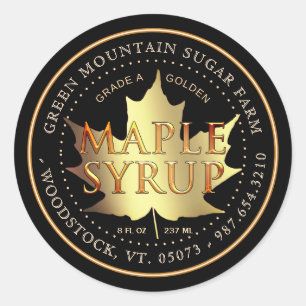 Gold Maple Leaf Editable Maple Syrup Label