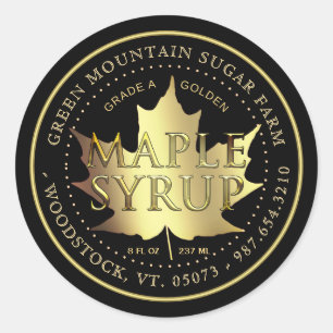 Gold Maple Leaf Editable Maple Syrup Label