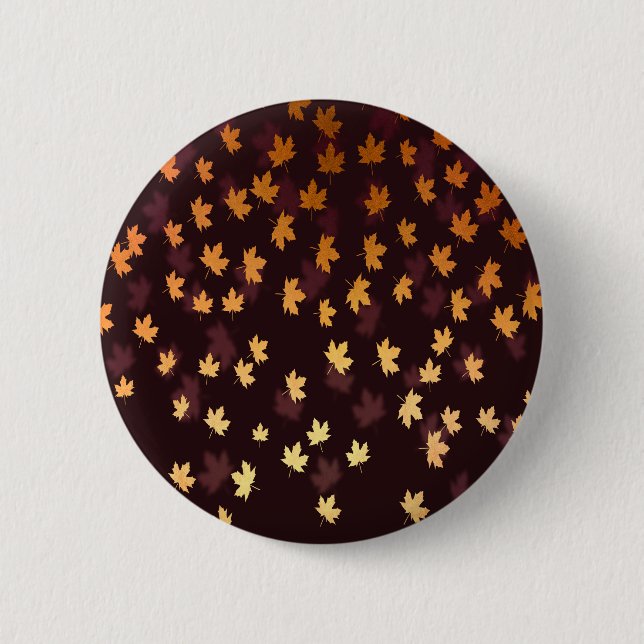 Gold Maple Leaf on dark red 6 Cm Round Badge (Front)