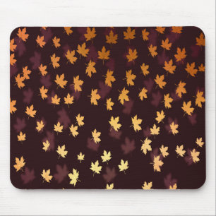 Gold Maple Leaf on dark red Mouse Pad