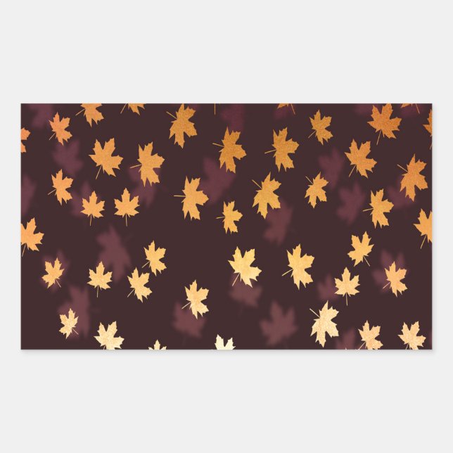 Gold Maple Leaf on dark red Rectangular Sticker (Front)