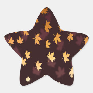 Gold Maple Leaf on dark red Star Sticker