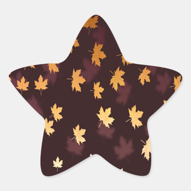 Gold Maple Leaf on dark red Star Sticker (Front)