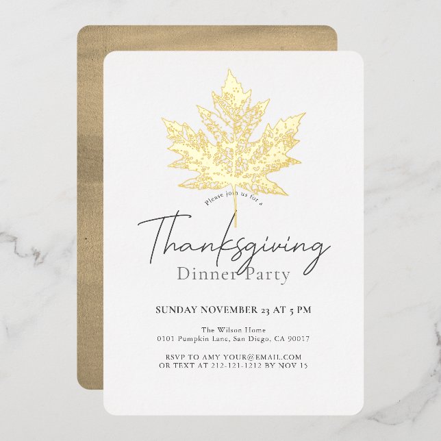 Gold Maple Leaf Thanksgiving Dinner (Front/Back)