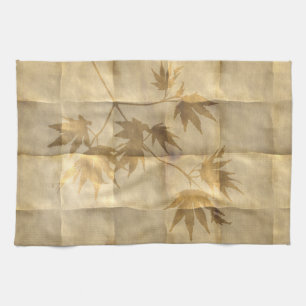 Gold maple leave parchment paper look elegant tea towel
