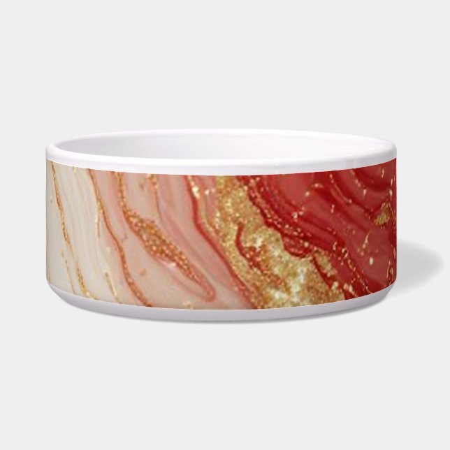 Gold Marble Abstract Background With Red Swirls (Front)