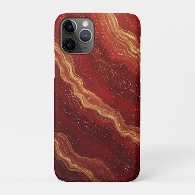 Gold Marble Abstract Background With Red Swirls Case-Mate iPhone Case (Back)