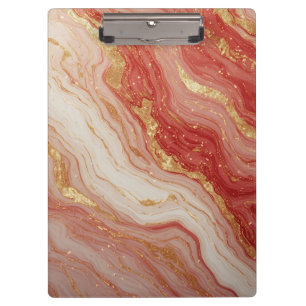 Gold Marble Abstract Background With Red Swirls Clipboard