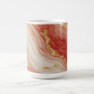 Gold Marble Abstract Background With Red Swirls Coffee Mug
