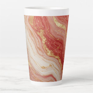 Gold Marble Abstract Background With Red Swirls Latte Mug