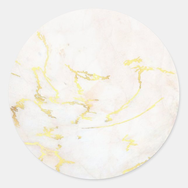Gold Marble Add Your Text Modern Elegant Blank Classic Round Sticker (Front)