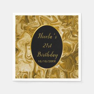 Gold Marble Agate 21st Birthday Napkin