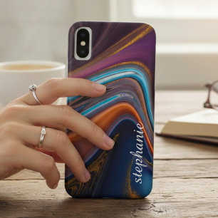 Gold Marble Agate Monogram iPhone X Case