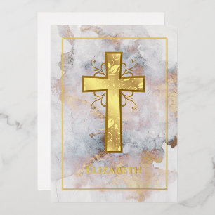 Gold Marble Baptism or Christening Filigree