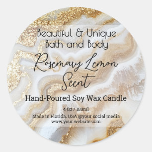 Gold Marble Bottle Candle Jar Lid Product Label