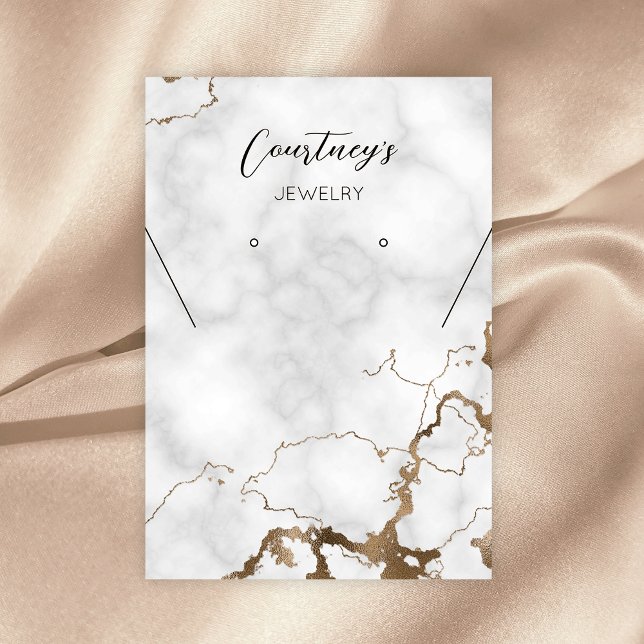 Gold Marble Chic Necklace Earring Jewellery Displa Business Card (Marble and gold glitter jewelry display tags)