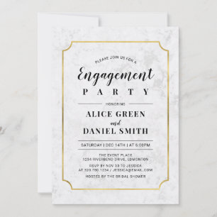 Gold & Marble Classic Wedding Engagement Party Invitation