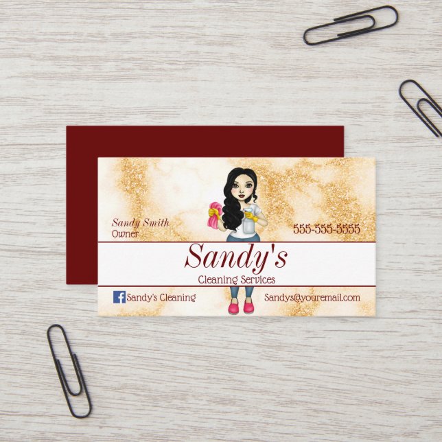 Gold Marble Cleaning Services Business Card (Front/Back In Situ)