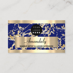  Gold  Marble Consulting Design Blue Navy Business Card