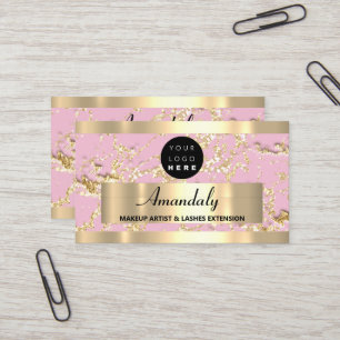 Gold  Marble Consulting Glitter Pink Pastel Royal Business Card