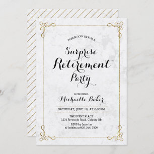 Gold & Marble   Elegant Surprise Retirement Party Invitation