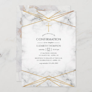 Gold Marble Geometric Confirmation Invitation