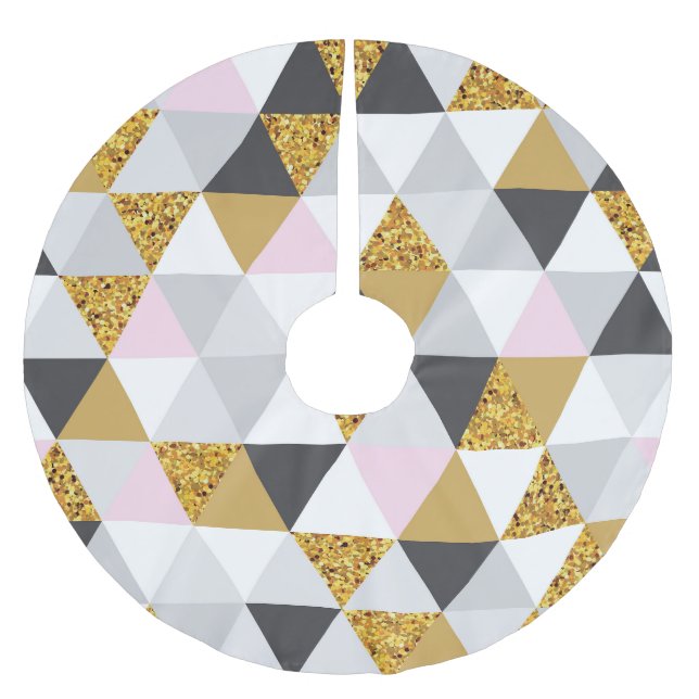 Gold marble, geometric seamless texture brushed polyester tree skirt (Front)