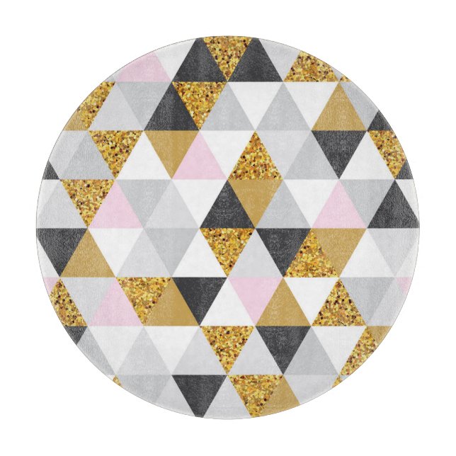 Gold marble, geometric seamless texture cutting board (Front)