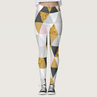 Gold marble, geometric seamless texture leggings