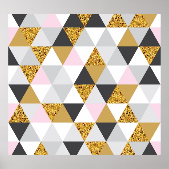 Gold marble, geometric seamless texture poster (Front)