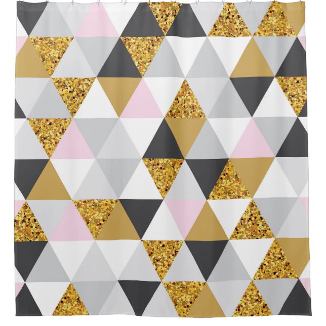 Gold marble, geometric seamless texture shower curtain (Front)