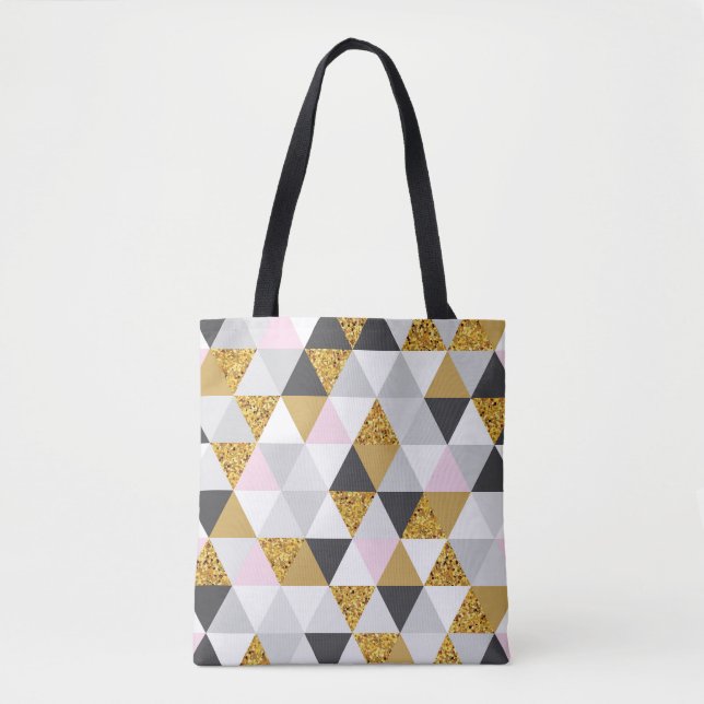 Gold marble, geometric seamless texture tote bag (Front)