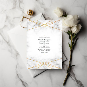 Gold Marble Geometric Wedding Invitation