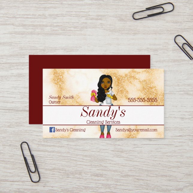Gold Marble Housekeeping Business Card (Front/Back In Situ)