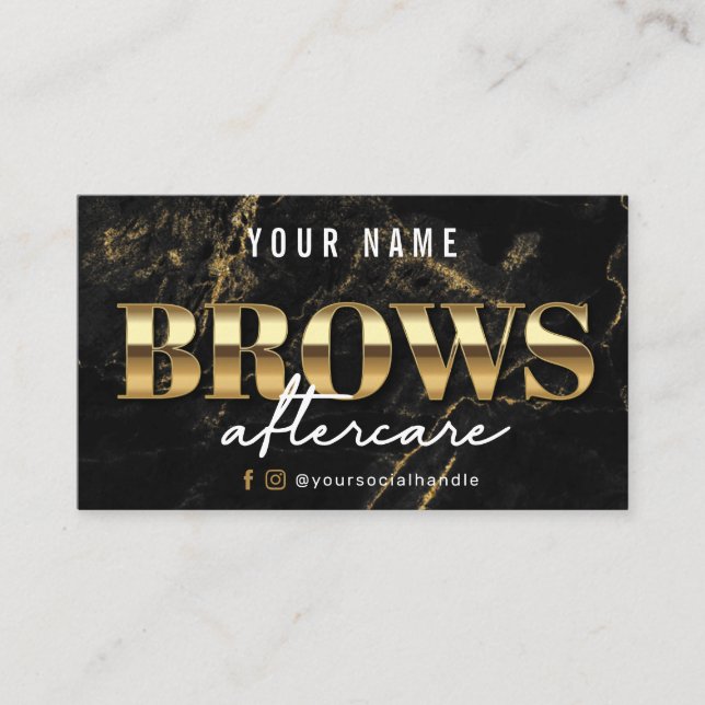 Gold Marble Luxury Brows Aftercare Card (Front)