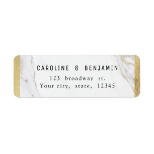 Gold marble luxury modern wedding return address label