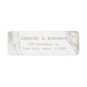 Gold marble luxury modern wedding return address return address label
