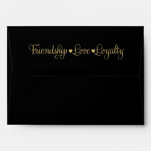 Gold Marble on Black Envelope (Back (Top Flap))